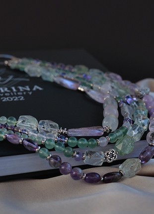Provence. Necklace with fluorite, quartz, ametryne, amethyst and aventurine.2 photo