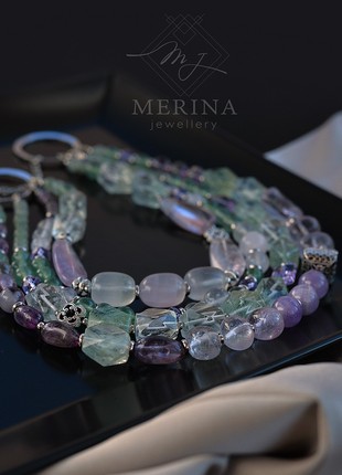 Provence. Necklace with fluorite, quartz, ametryne, amethyst and aventurine.4 photo