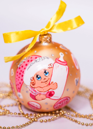 Baby girl first Christmas Hand Painted Ornament, New parents gift1 photo