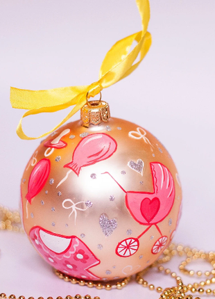 Baby girl first Christmas Hand Painted Ornament, New parents gift2 photo