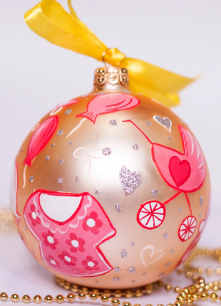 Baby girl first Christmas Hand Painted Ornament, New parents gift3 photo