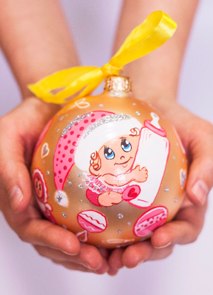 Baby girl first Christmas Hand Painted Ornament, New parents gift4 photo