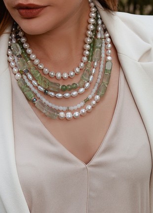 Summer coolness. Pearls, quartz multistrand necklace3 photo