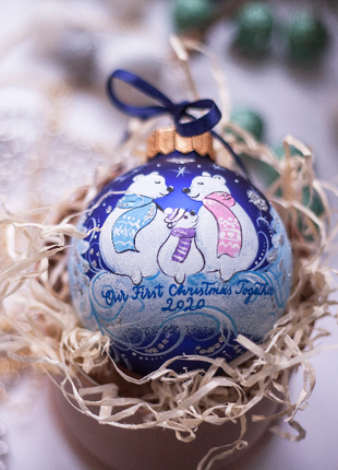 Mom, Daddy and Baby - Bears Hand Painted Ornament, Newborn Gift4 photo