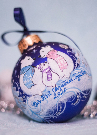 Mom, Daddy and Baby - Bears Hand Painted Ornament, Newborn Gift6 photo