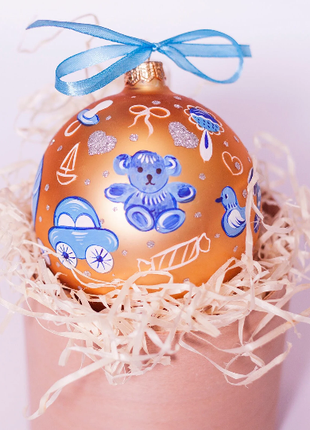Baby boy first christmas hand painted ornament, new parents gift6 photo