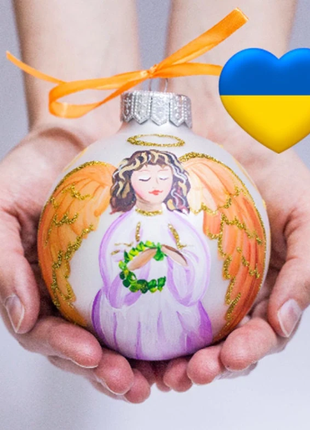 First Christmas Hand Painted Glass Ornament, Angel Bauble, baby gift2 photo