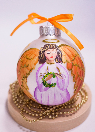 First Christmas Hand Painted Glass Ornament, Angel Bauble, baby gift6 photo