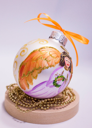First Christmas Hand Painted Glass Ornament, Angel Bauble, baby gift7 photo