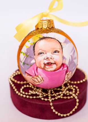 Personalized Gold Ornament, Newborn Portrait by photo gift – One person