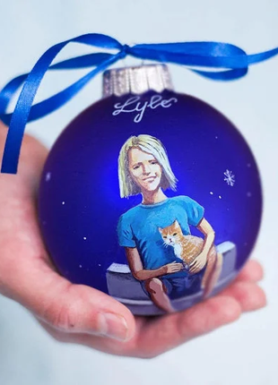 Personalized blue ornament with child, portrait by photo gift – one person2 photo