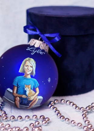 Personalized blue ornament with child, portrait by photo gift – one person5 photo