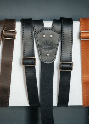 Leather suspenders on button5 photo