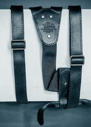 Leather suspenders on button6 photo