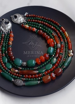 Caramel with mint. Colourful  necklace