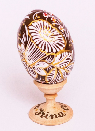 Black and White Floral Easter Egg and Stand, Ukrainian Pysanka, Petrykivka Hand Painted8 photo