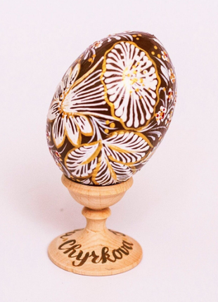 Black and White Floral Easter Egg and Stand, Ukrainian Pysanka, Petrykivka Hand Painted9 photo