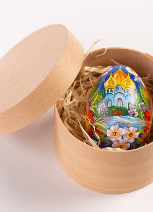 Church Floral Blue Easter Egg and Stand, Ukrainian Pysanka, Petrykivka Hand Painted4 photo