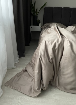 Two-sided gold and cocoa satin duvet cover 220x240 (88"x96")