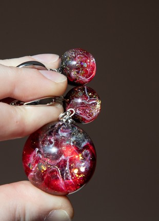 Resin universe jewelry set, Space necklace and earrings3 photo