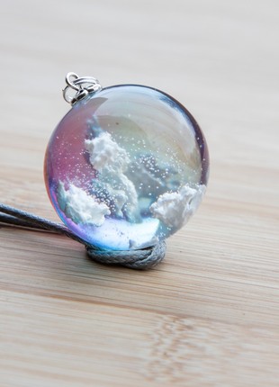 Resin cloud necklace, Blue and pink sky necklace5 photo