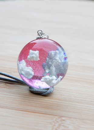 Resin cloud necklace, Blue and pink sky necklace2 photo