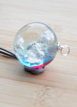 Resin cloud necklace, Blue and pink sky necklace6 photo