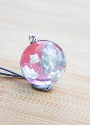 Resin cloud necklace, Blue and pink sky necklace1 photo