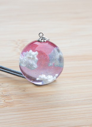 Resin cloud necklace, Blue and pink sky necklace7 photo