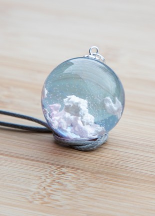 Resin cloud necklace, Blue and pink sky necklace