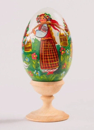 Folk Art Easter Egg and Stand, Ukrainian Pysanka, Petrykivka Hand Painted3 photo