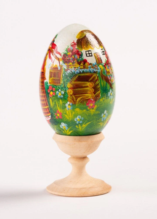 Folk Art Easter Egg and Stand, Ukrainian Pysanka, Petrykivka Hand Painted5 photo