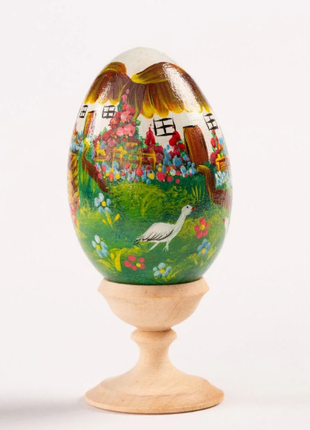 Folk Art Easter Egg and Stand, Ukrainian Pysanka, Petrykivka Hand Painted6 photo