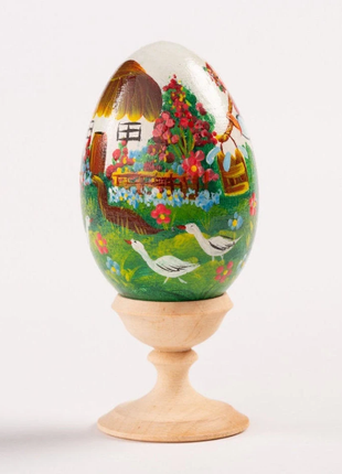 Folk Art Easter Egg and Stand, Ukrainian Pysanka, Petrykivka Hand Painted7 photo