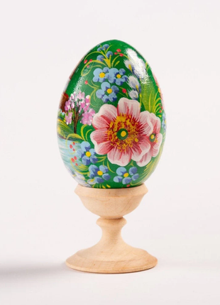 Countryside Village Easter Egg and Stand, Ukrainian Pysanka, Petrykivka Hand Painted2 photo