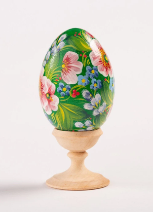 Countryside Village Easter Egg and Stand, Ukrainian Pysanka, Petrykivka Hand Painted5 photo