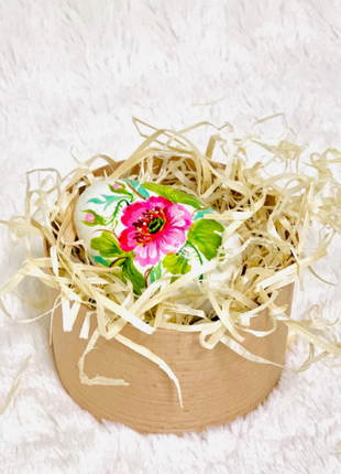 Pink Rose Floral Design Easter Egg and Stand, Ukrainian Pysanka2 photo