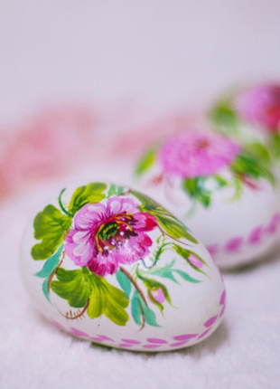 Pink Rose Floral Design Easter Egg and Stand, Ukrainian Pysanka6 photo