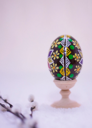 Geometric Design Easter Egg and Stand, Ukrainian Pysanka3 photo
