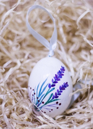 Blue Lavender Easter Egg and Stand, Ukrainian Pysanka, Petrykivka Hand Painted5 photo