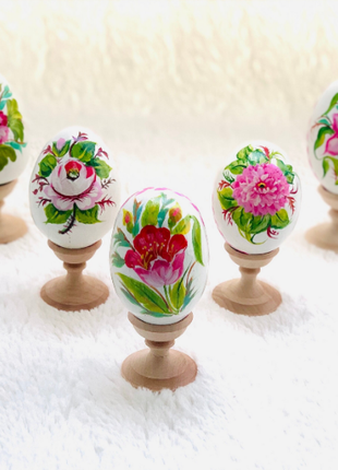 Spring Rose Easter Egg and Stand, Ukrainian Pysanka, Petrykivka Hand Painted6 photo