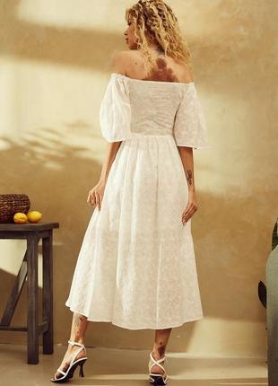 Cotton midi dress with floral embroidery gepur4 photo