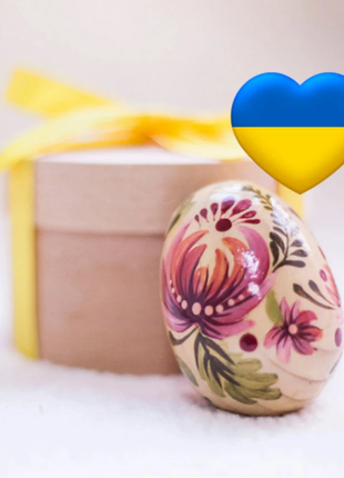 Petrykivka Pink Flower Easter Egg and Stand, Ukrainian Pysanka