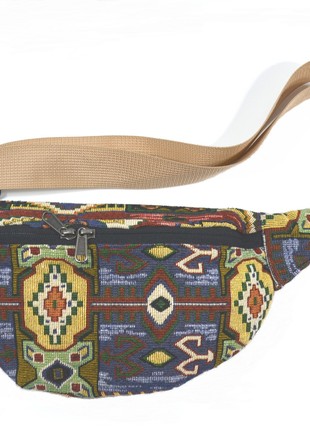 Women's handmade banana chest bag "CITRA blue"2 photo