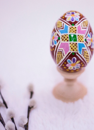 Decorative Art Easter Egg and Stand, Ukrainian Pysanka3 photo