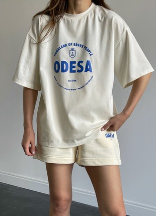 Shorts in milk color with Odesa print3 photo