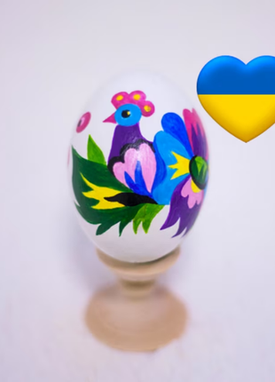 Samchykivka Rooster Easter Egg and Stand, Ukrainian Pysanka