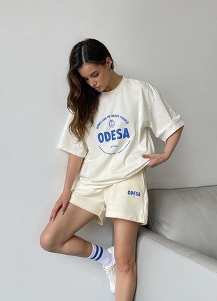 Shorts in milk color with Odesa print2 photo