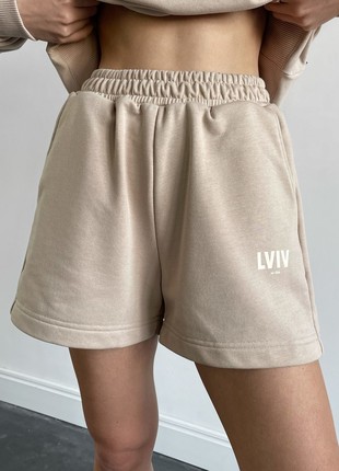 Shorts in beige with Lviv print2 photo