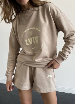 Shorts in beige with Lviv print8 photo